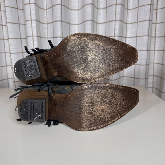 Corral Women’s Brittney A3147 Blue/Brown Braiding & Fringe Snip Toe Cowboy Boots - Picture 5 of 5